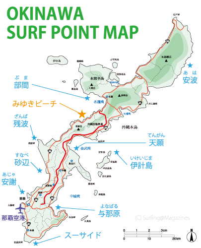 沖縄サーフポイントマップ
